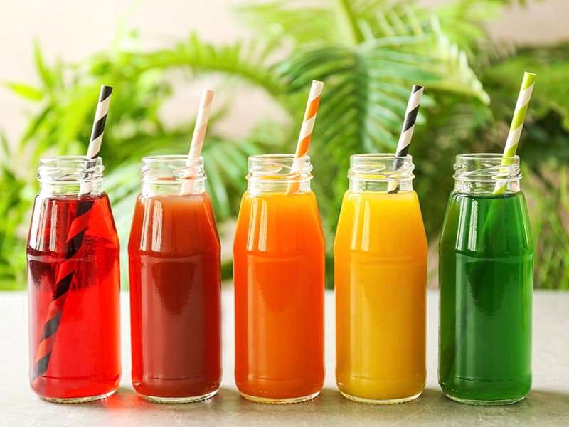 Bottles of fresh juices